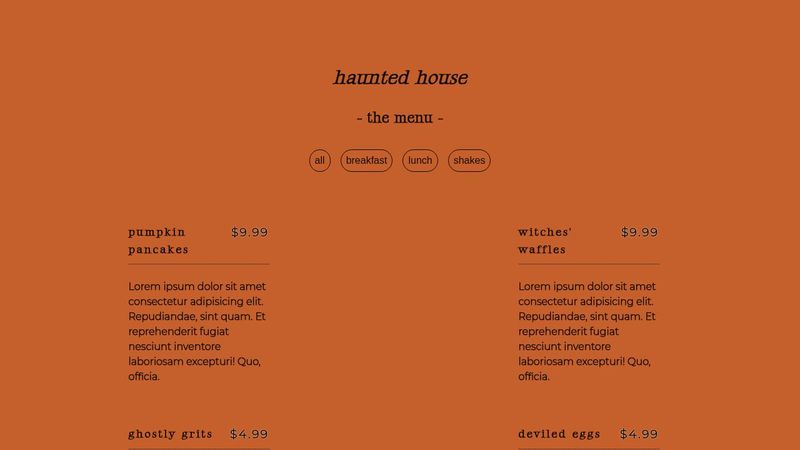restaurant menu (javascript)