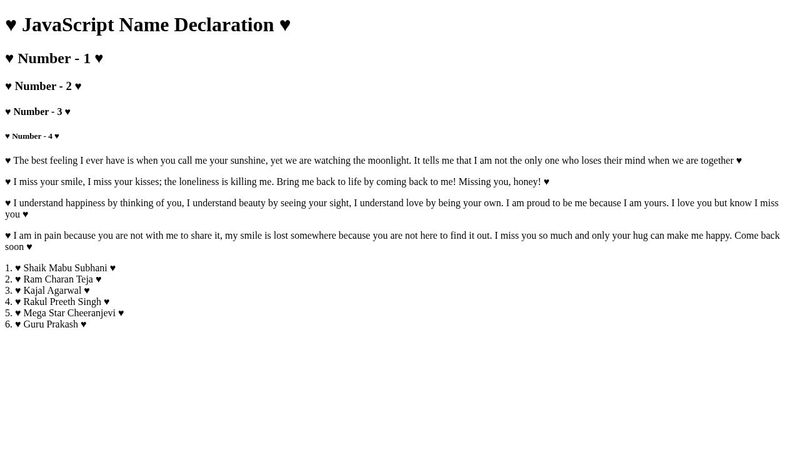 JAVASCRIPT NAME DECLARATION