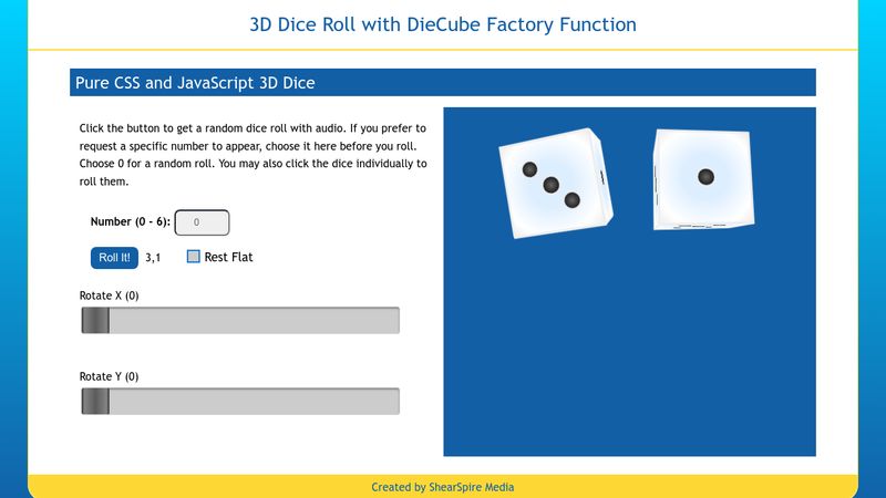 Animated 3D Dice Roller In jQuery And CSS3 - Dice.js