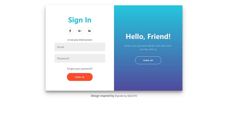 Sliding login/signup page