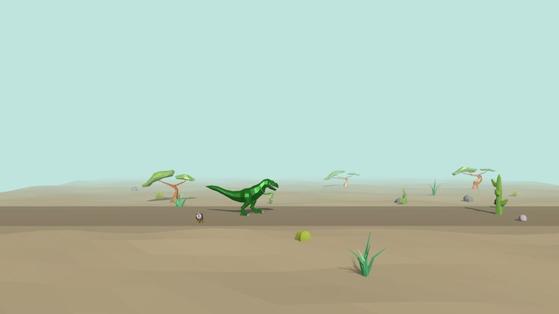 Needlessly 3D Chrome Dinosaur Game (JavaScript/Three.js) 