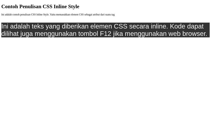 Contoh CSS Internal Style