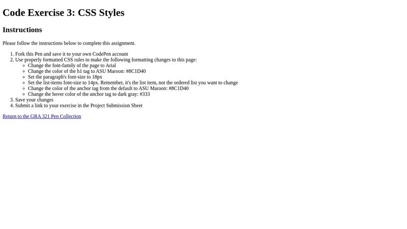 Code Exercise 3: CSS Styles