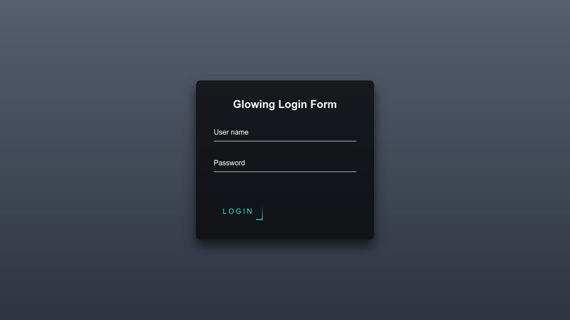 Animated Login form with glow button