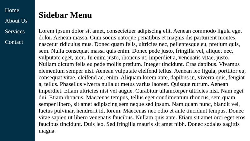 CSS Fixed Sidebar Menu