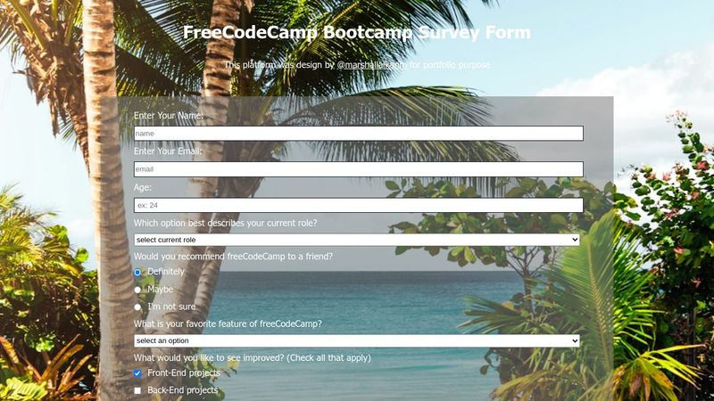 Freecodecamp project Survey Form