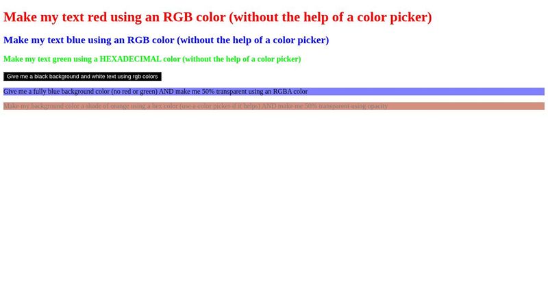 CSS Colors Exercise