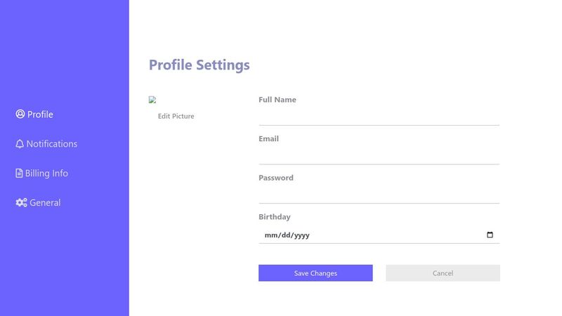 Profile Settings Page