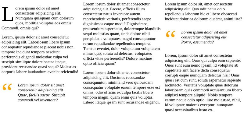 Newspaper layout with quotes