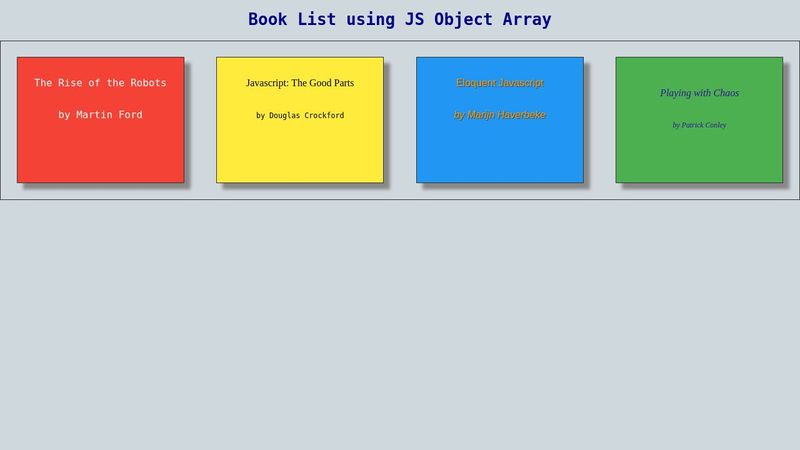 Book List using JS Object Array and Flexbox