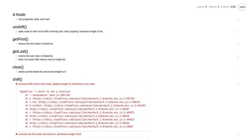Linked List shift Implementation