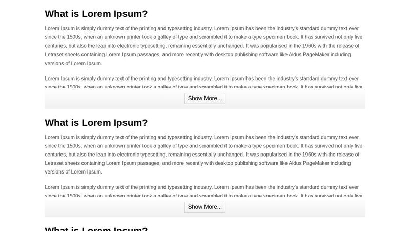 Read More Javascript, Show Hide Javascript, More Less Expand, Show More ...