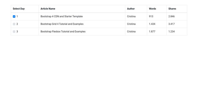 Bootstrap 4 Table with Checkboxes