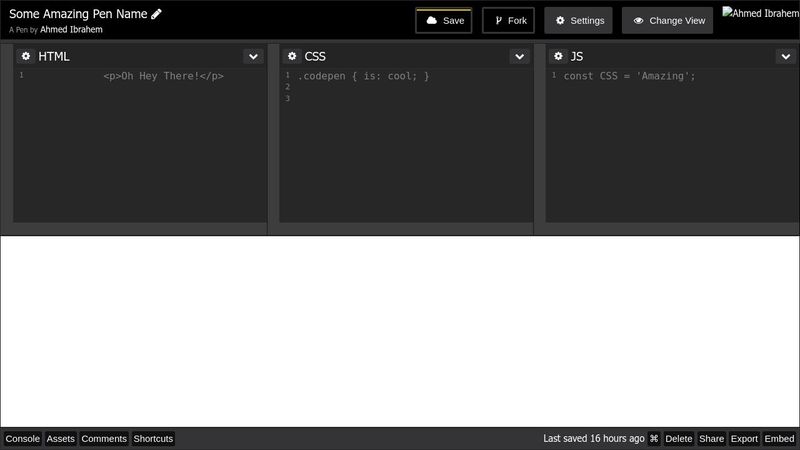 codepen clone with CSS Grid.