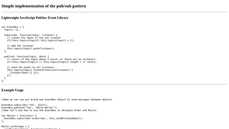 simple implementation of the pub/sub pattern