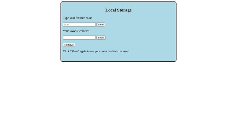 Local Storage Example