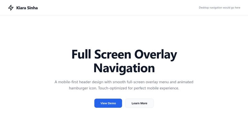 Full Screen Overlay Mobile Menu with Animated Hamburger
