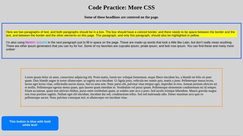 Code Practice: More CSS