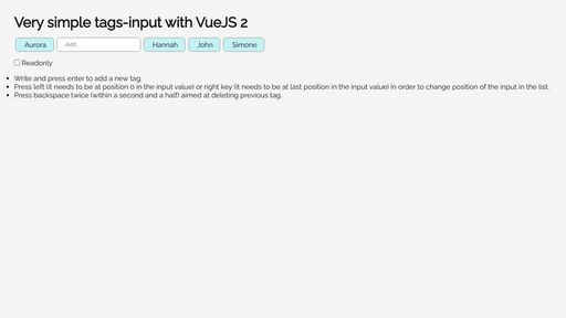 Simple tags input with VueJS - Script Codes