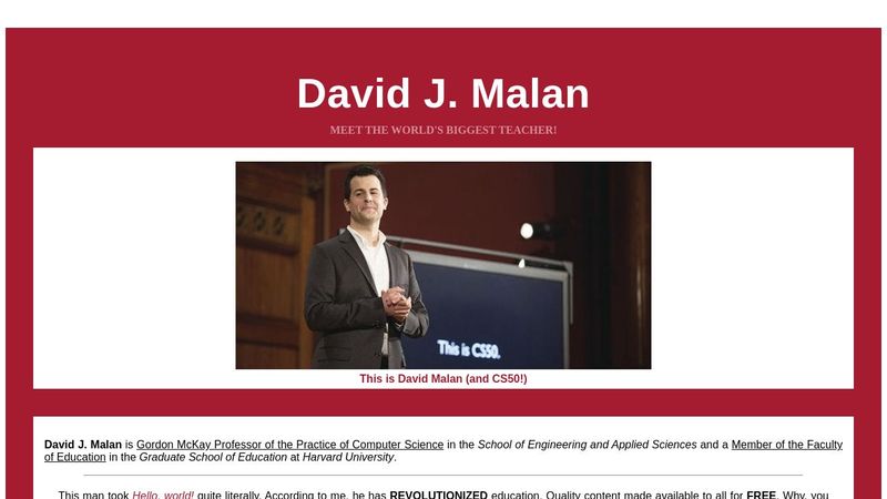 Tribute to David J. Malan
