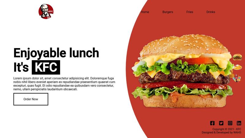 KFC Full Screen Landing Page with Image Slider (Responsive)