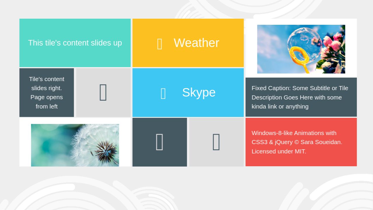 Windows-8-like Animations with CSS3 and jQuery Windows-8-like Animations with CSS3 and jQuery