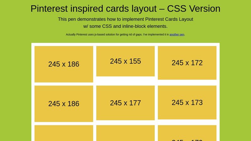Pinterest cards layout – CSS version