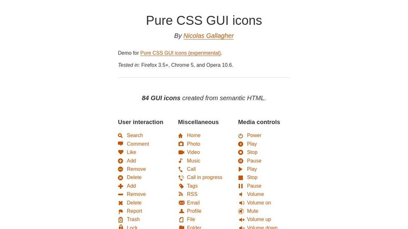 Pure CSS GUI icons