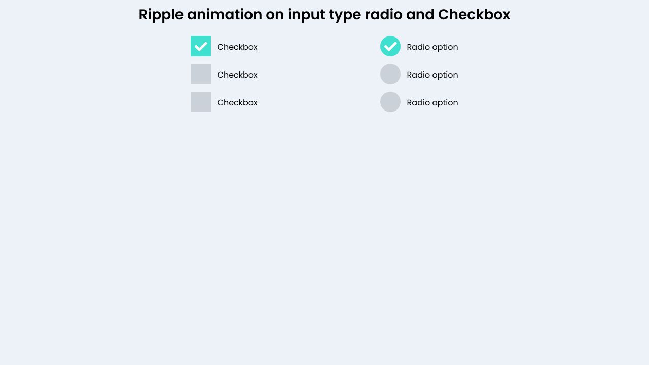 Ripple animation on input type radio and Checkbox