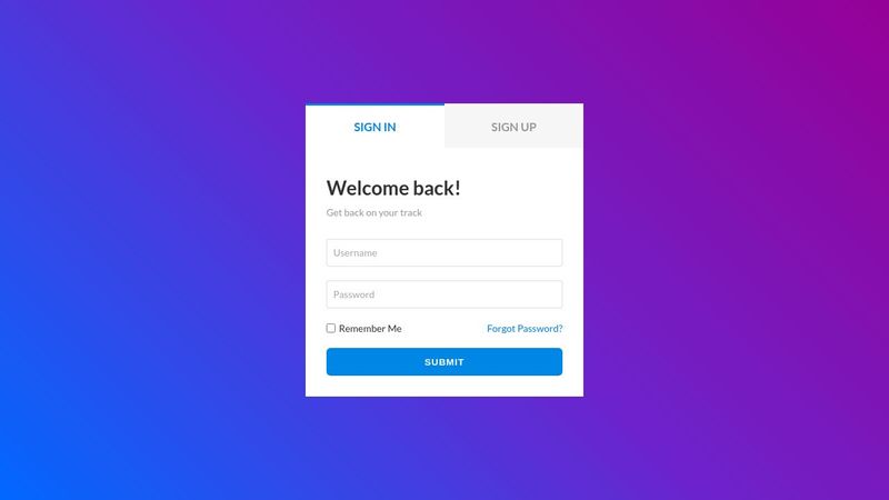HTML and CSS only Login Form with Tabs and Simple Input Animation