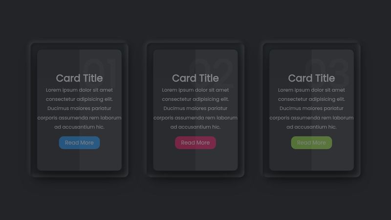 CSS Dark Neumorphism Cards UI Design Hover Effect