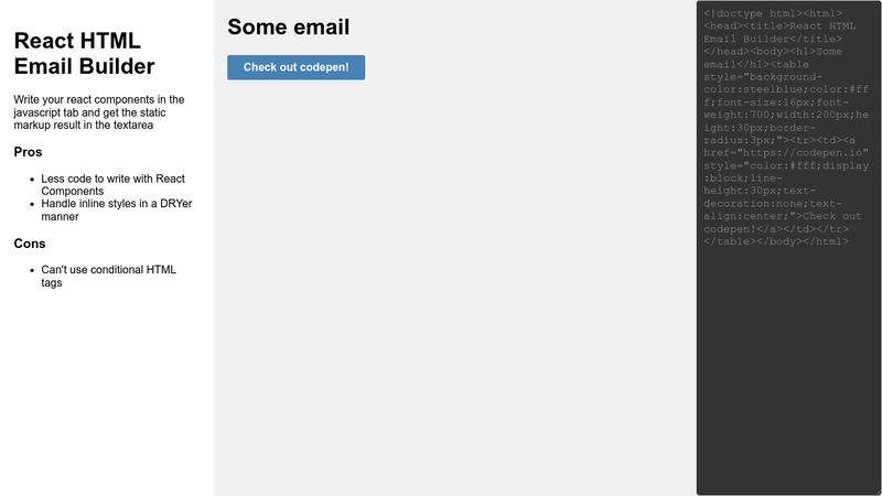 React HTML Email builder