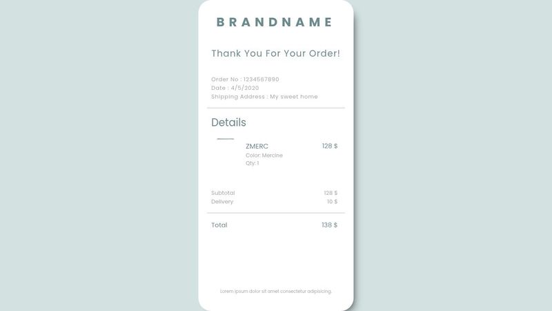 Email receipt Html, Css