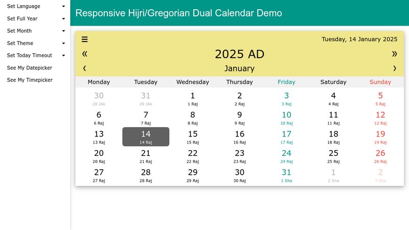 Responsive Hijri/Gregorian Dual Calendar